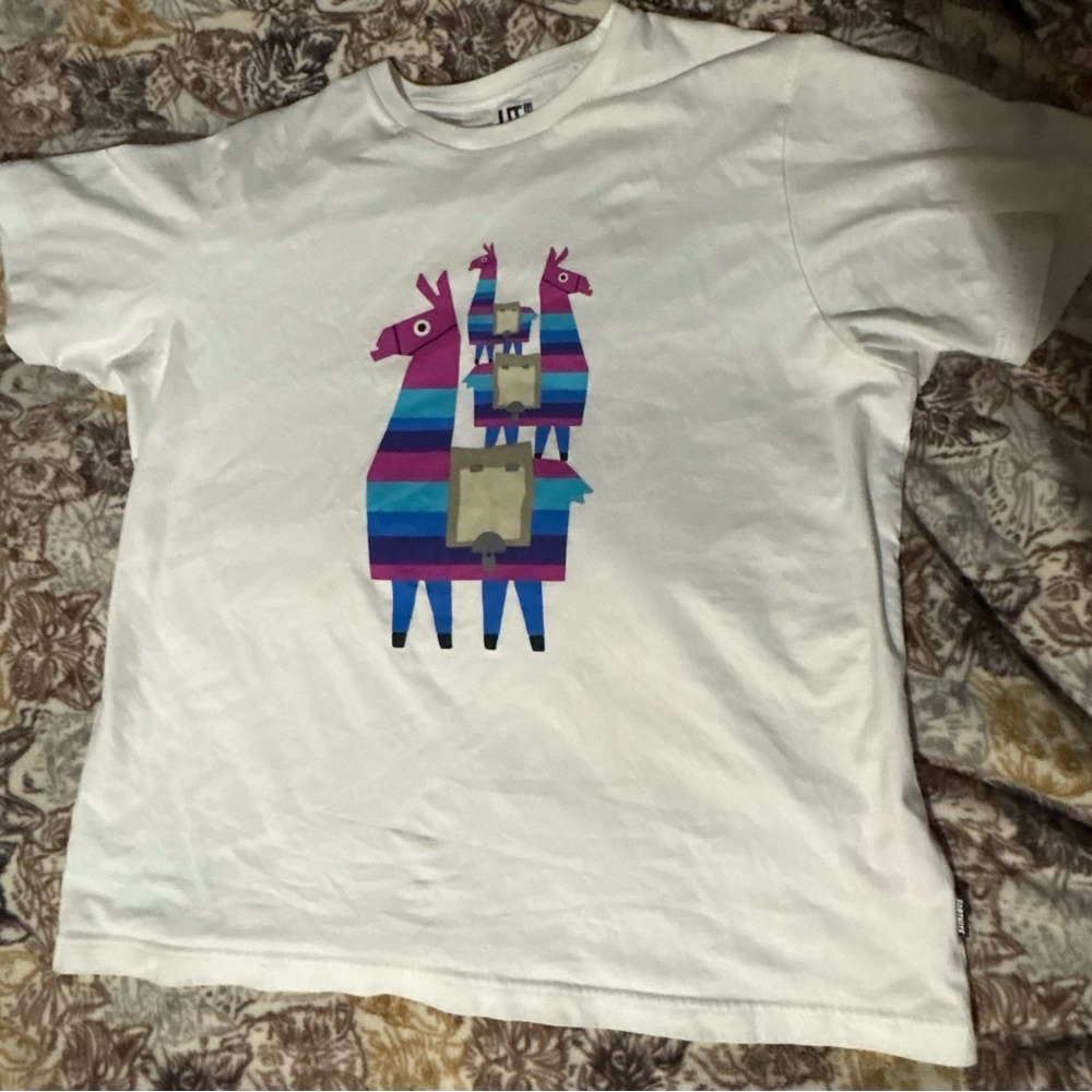Uniqlo Fortnite White Short Sleeve Tee with Llama